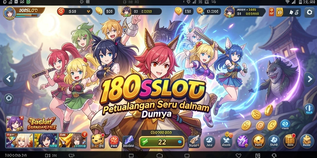 Screenshot gameplay 180SLOT menampilkan aksi seru karakter Anime.