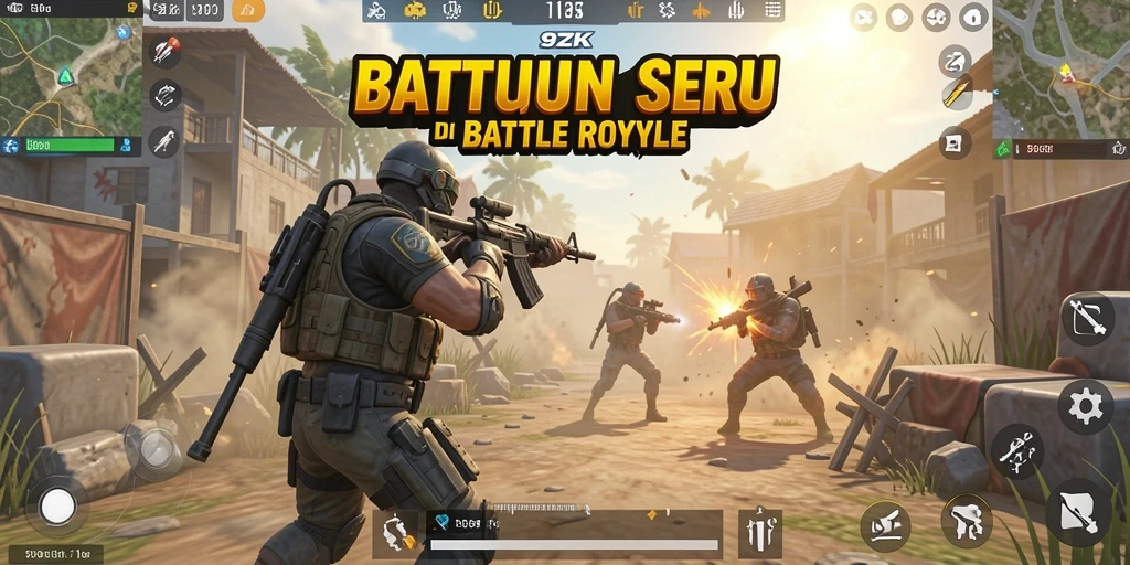 Screenshot menampilkan gameplay seru di dunia battle royale 9ZK.