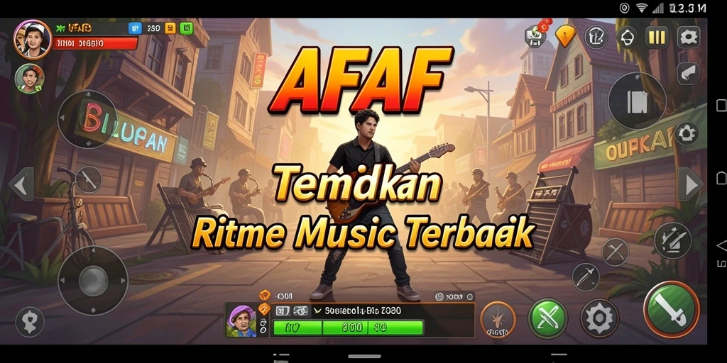 Screenshot utama AFAF menampilkan gameplay musik yang seru dan interaktif.