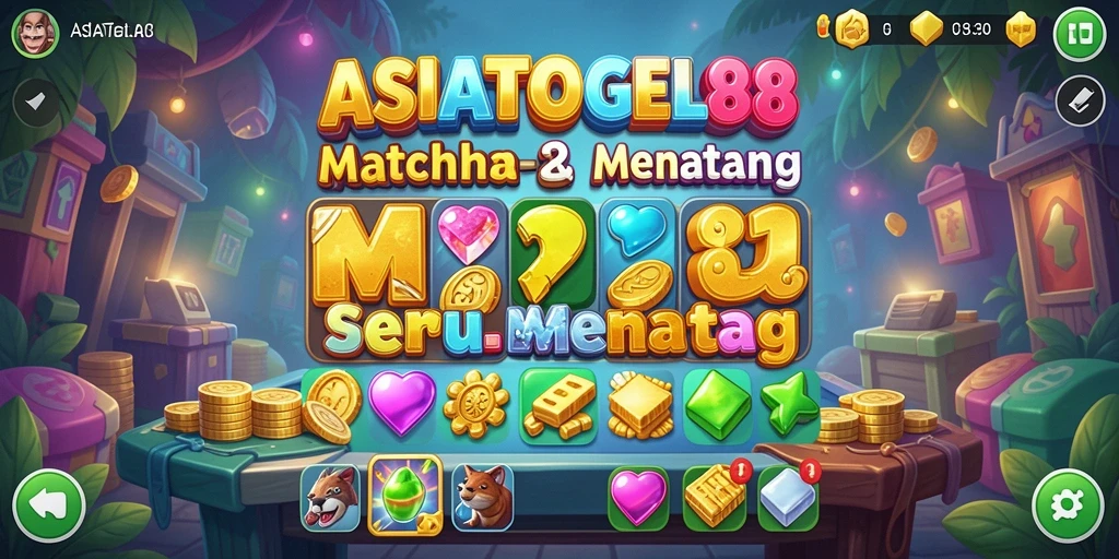 Screenshot gameplay ASIATOGEL88 yang menampilkan tantangan Match-3.