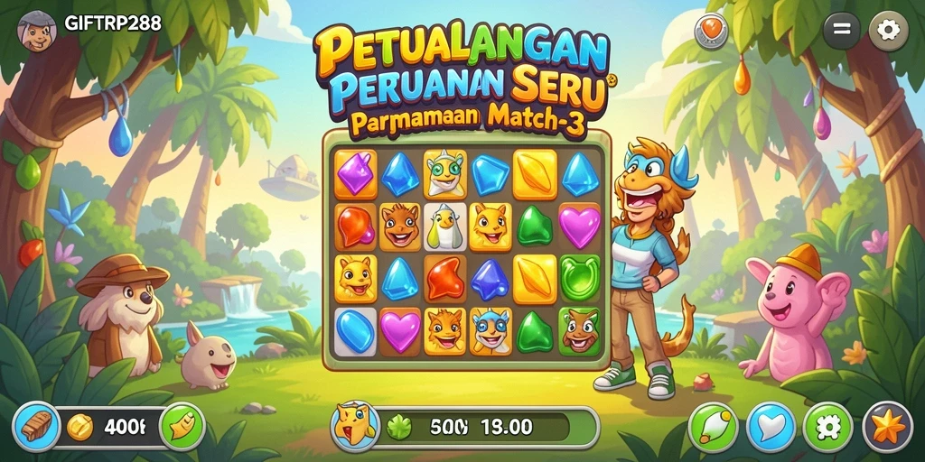 Screenshot utama menampilkan gameplay menarik dari GIFTRP288 Match-3.