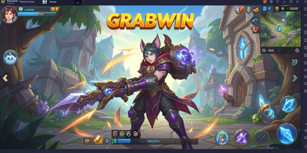 Screenshot gameplay MMORPG GRABWIN yang menampilkan aksi karakter dalam pertempuran.