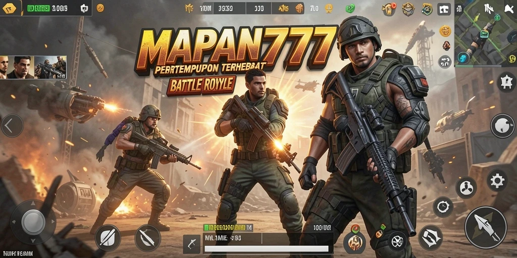 Screenshot MAPAN777 menampilkan aksi epic di dunia Battle Royale.