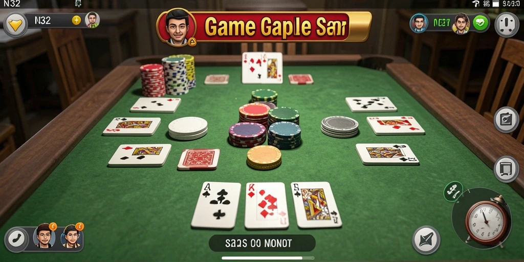 Tampilan gameplay seru dari N32 dalam permainan Gaple.