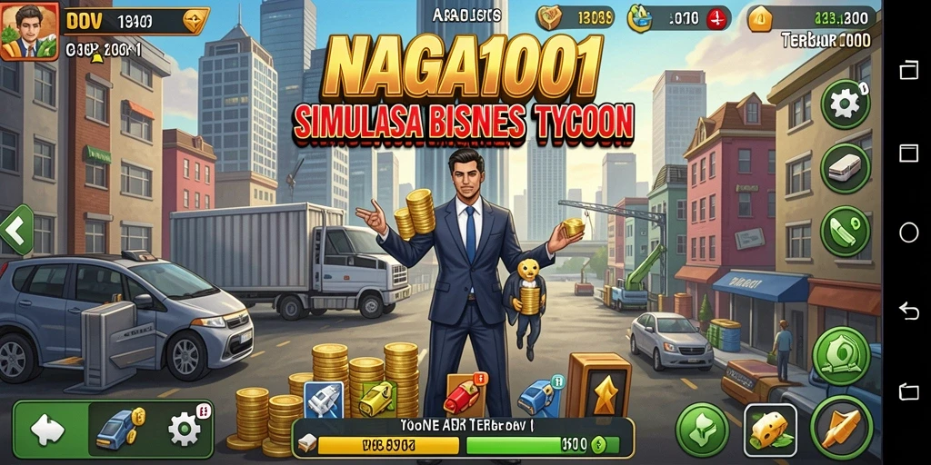 Screenshot dari gameplay <strong>NAGA1001</strong> menunjukkan aktivitas bisnis yang dinamis.