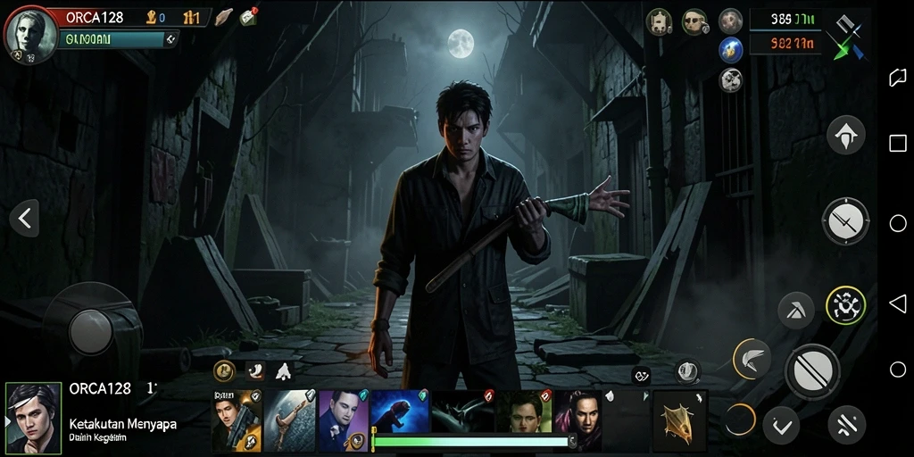 Gameplay mencekam dalam ORCA128 yang dipenuhi kegelapan dan misteri.