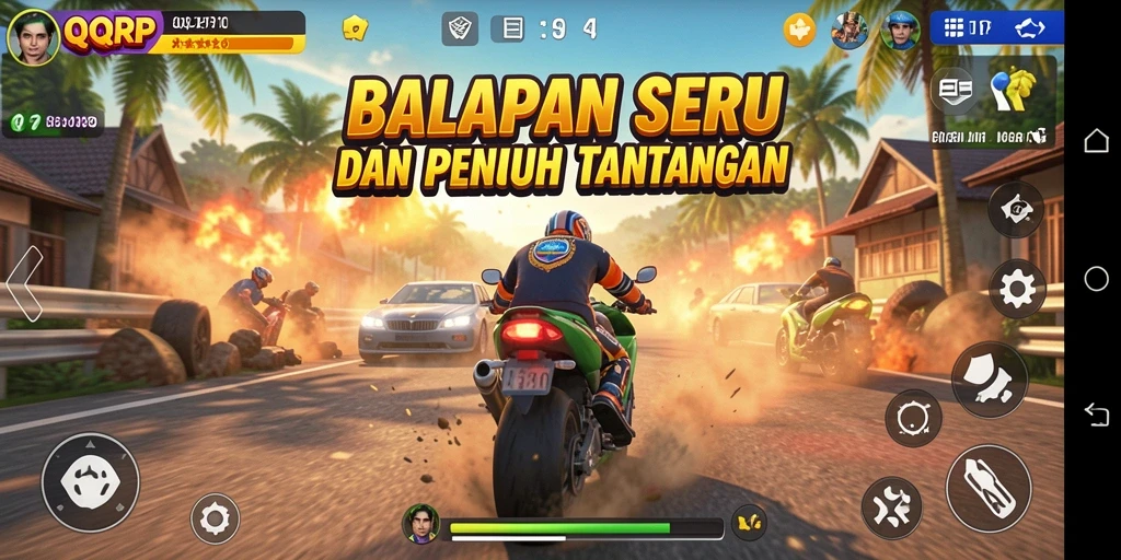 Gameplay Racing QQRP yang seru dan mendebarkan.