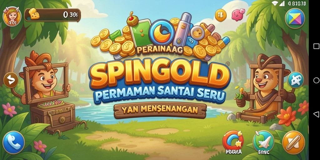 Tampilan gameplay menarik dari SPINGOLD yang penuh warna dan seru.