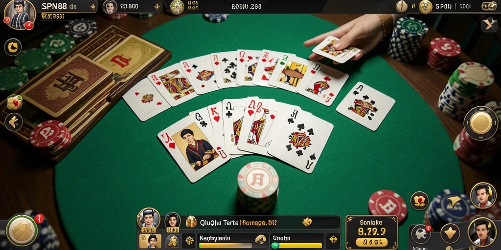Tampilan gameplay menegangkan dari permainan QiuQiu SPN88.