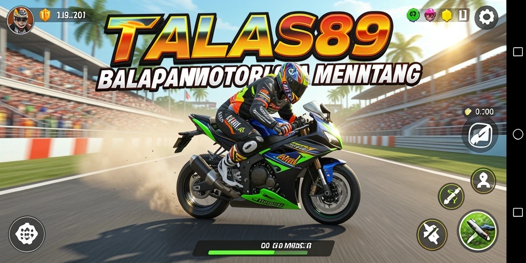 Gameplay TALAS89 yang seru dengan kecepatan tinggi dan trek menarik.