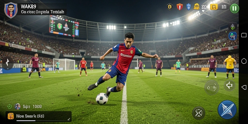 Screenshot gameplay WAK89 menampilkan aksi seru di lapangan sepak bola.